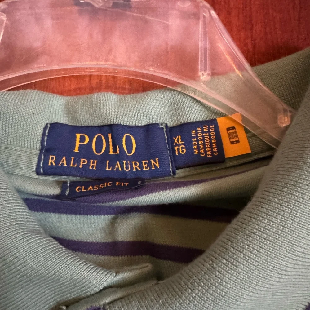 Polo by Ralph Lauren Men's Green and Blue Striped Shirt Sz XL